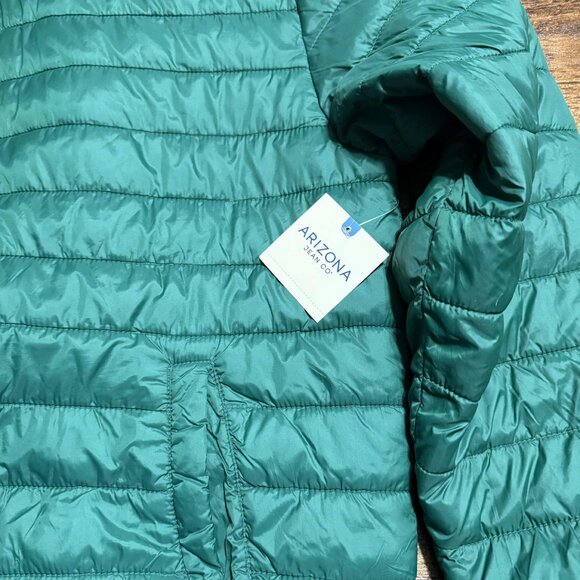 Arizona Jean Company Forest Green Quilted Puffer Jacket Full Zip Size Large NEW - Picture 6 of 12